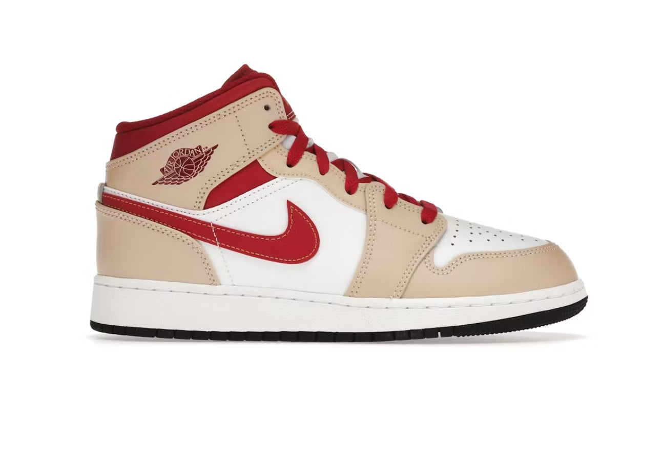 AIR JORDAN 1 MID GS ROUGE BEIGE BLANC