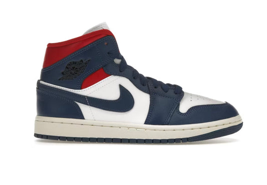 WMNS AIR JORDAN 1 MID BANC/ ROUGE GYM/ BLEU FRANCE
