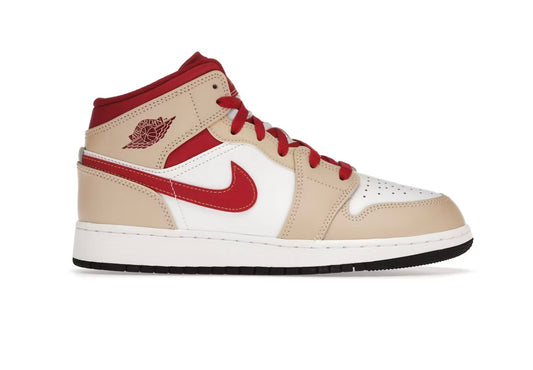 AIR JORDAN 1 MID GS ROUGE BEIGE BLANC